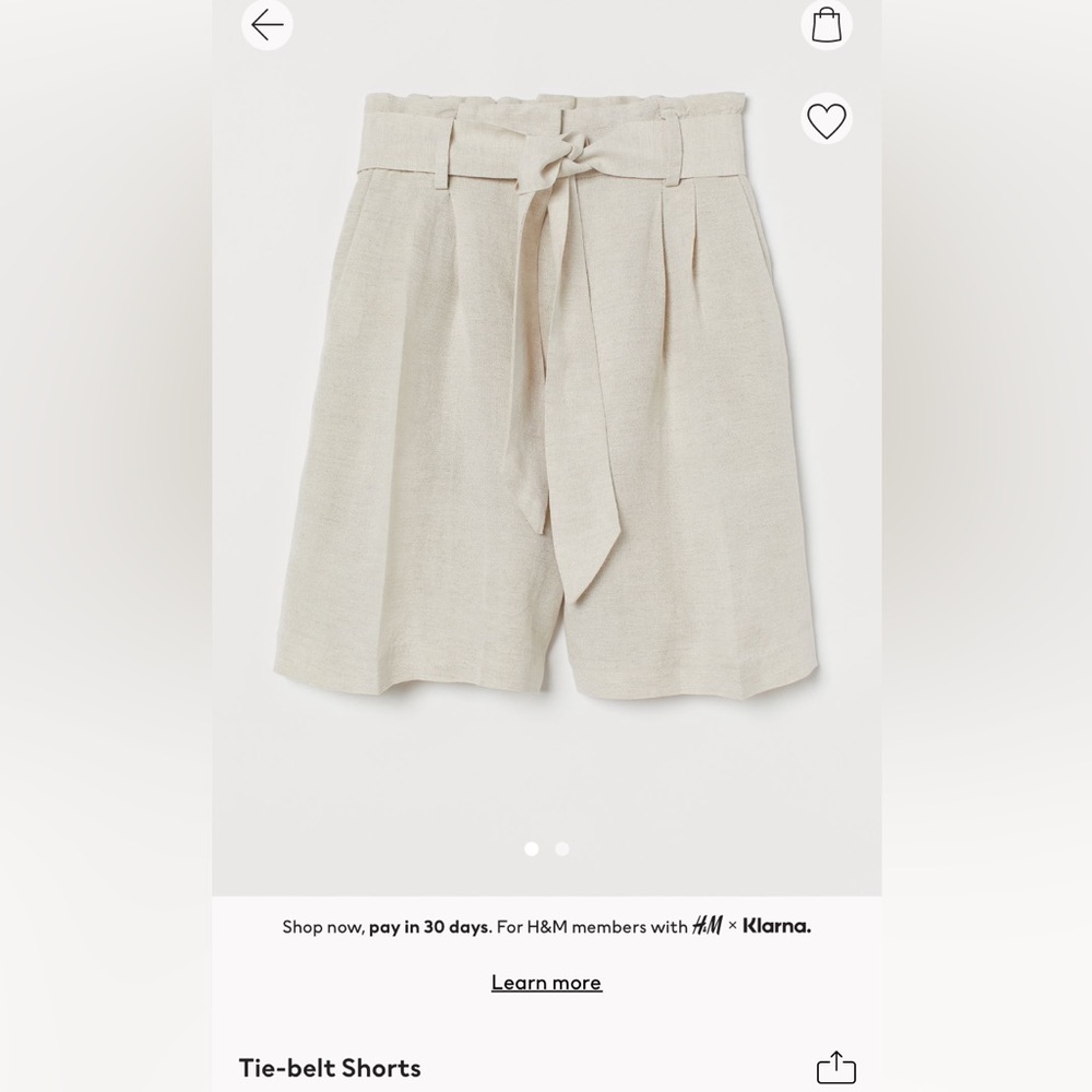 NWT Linen Blend High Waisted Shorts H&M